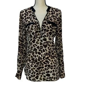NY&Co Leopard Print Pullover Blouse- Flawed